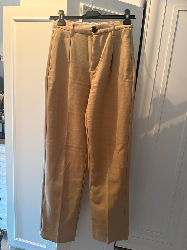 Bershka Bej Düğmeli Kadın Plazzo Pantolon - Görsel 2