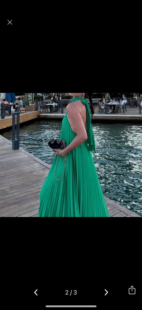 Mango Yeşil Gece Elbisesi - Görsel 2