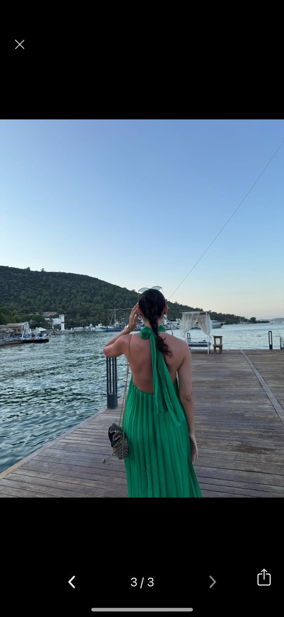 Mango Yeşil Gece Elbisesi - Görsel 3