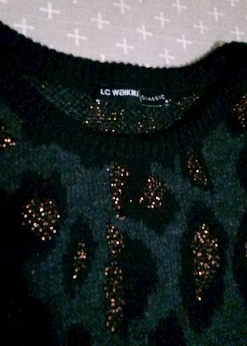 Siyah simli desenli kazak - Görsel 2