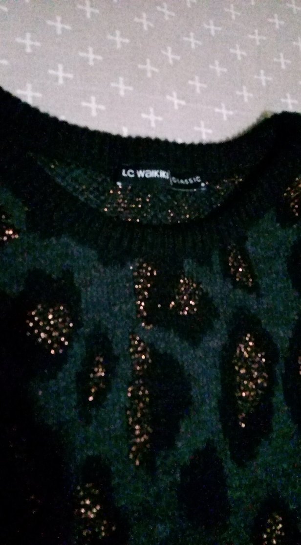 Siyah simli desenli kazak - Görsel 2