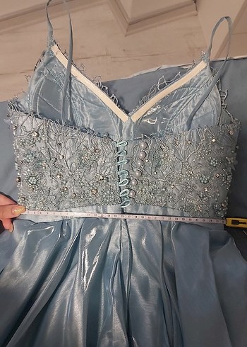 Parlak Mavi Drapeli Uzun Abiye Elbise - Görsel 5