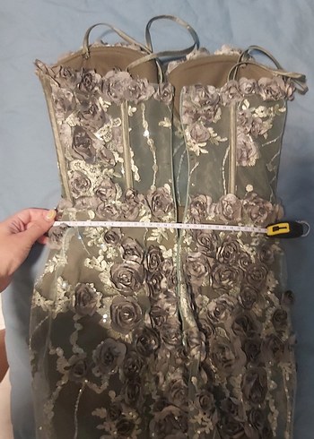 Bohem Kamuflaj Straplez Uzun Abiye Elbise - Görsel 5