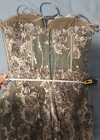 Bohem Kamuflaj Straplez Uzun Abiye Elbise - Görsel 6