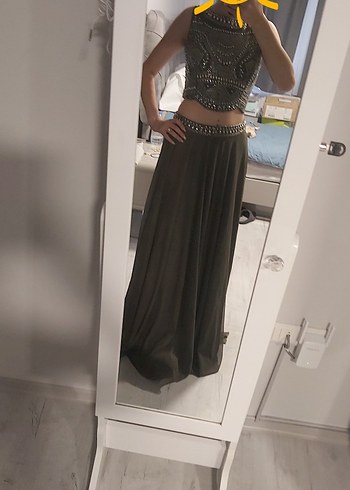 Uzun haki Bohem Elbise - Görsel 5