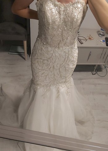 Modern Klasik Beyaz Balık gelinlik - Görsel 9