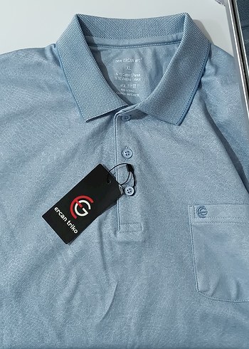 Düğmeli Polo Yaka Erkek Tişört Mavi