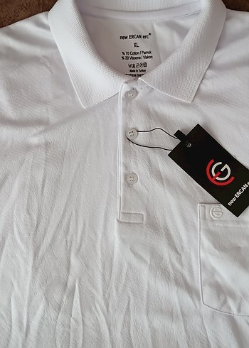 Yeni ERCAN Erkek Beyaz Polo Tişört XL