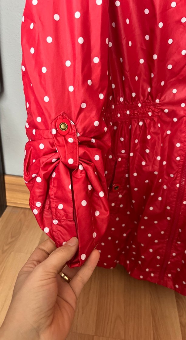 Kız Çocuk Puantiyeli Kırmızı Yağmurluk - Görsel 3