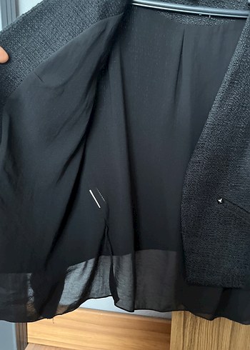 Düğmeli Siyah Uzun Kollu Kadın Blazer - Görsel 3