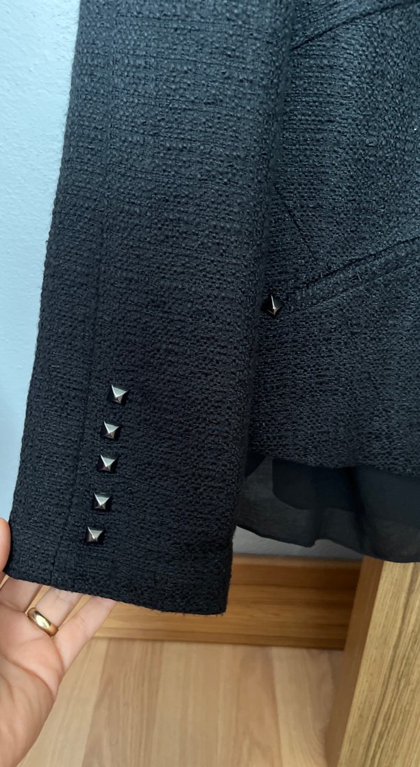 Düğmeli Siyah Uzun Kollu Kadın Blazer - Görsel 2