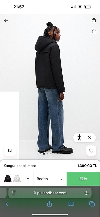 Pull and Bear P&B kanguru cepli mont