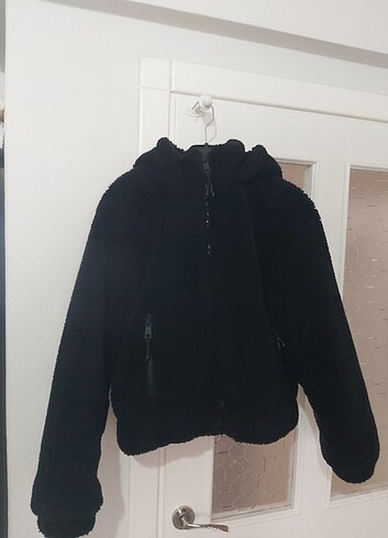Peluş siyah ceket