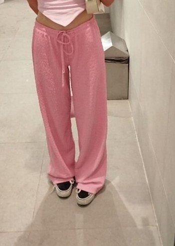 Bershka pembe keten pantolon