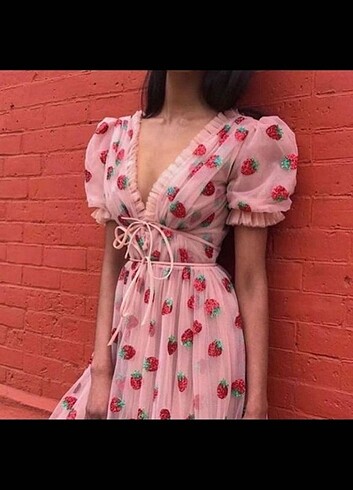 Alexis Bittar Çilekli tül viral pintetest elbise
