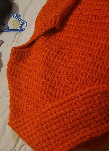 xl Beden turuncu Renk Turuncu oversize dökümlü kazak