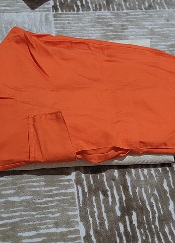 Turuncu yüksel bel kargo pantolon - Görsel 9