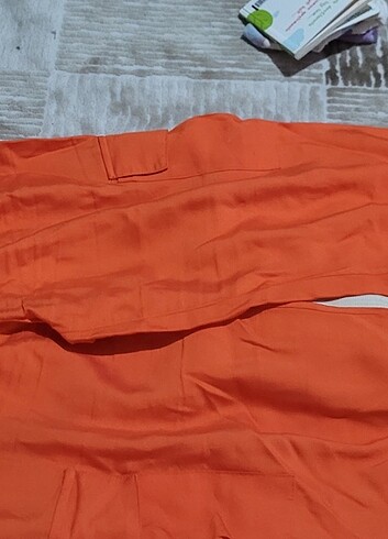 Turuncu yüksel bel kargo pantolon - Görsel 10