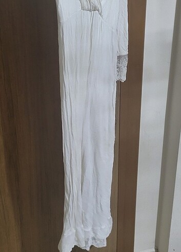 Beyaz lohusa dantel tül detaylı gecelik pijama  - Görsel 7