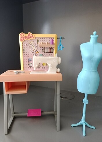 Barbie meslek aksesuarları moda tasarım stüdyosu dikiş seti