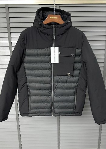 l Beden Siyah Fermuarlı Erkek Street Wear Mont