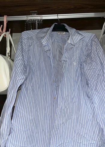 l/xl Beden Mavi Çizgili Uzun Kollu VintageGömlek