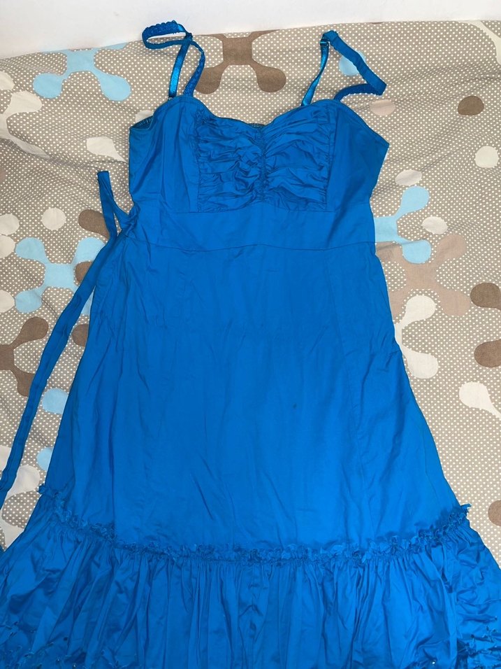 Mavi Uzun Askılı Bohem Kadın Elbise - Görsel 2