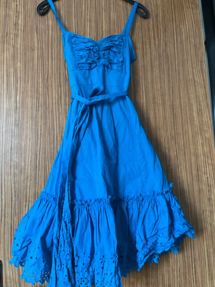 Mavi Uzun Askılı Bohem Kadın Elbise - Görsel 4