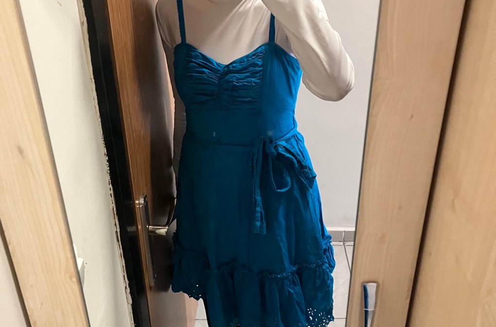 Mavi Uzun Askılı Bohem Kadın Elbise - Görsel 3