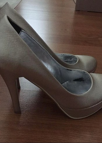 Bej Stiletto Topuklu Kadın Abiye Ayakkabı - Görsel 2