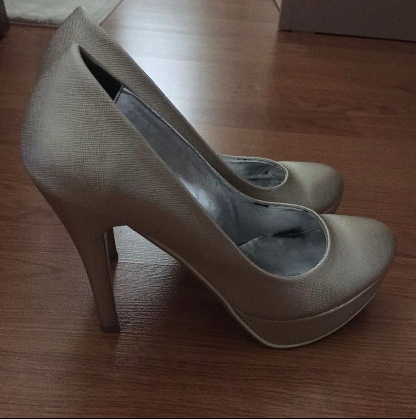 Bej Stiletto Topuklu Kadın Abiye Ayakkabı - Görsel 2