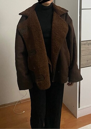 Zara Model Dokulu Süet Oversize Mont