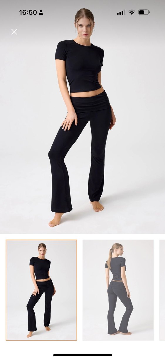 Siyah Kadın  İspanyol Paça Spor Pantolon - Görsel 2