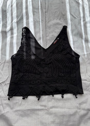 Nakışlı Siyah Bralet