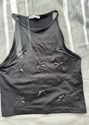 Bershka Kadın Siyah Fiyonk Detaylı Halter Yaka Atlet