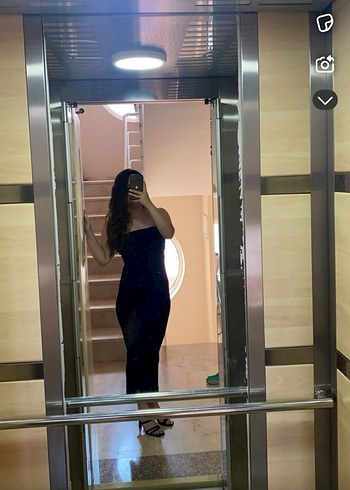 Bershka BERSHKA Straplez Siyah Triko Midi Elbise