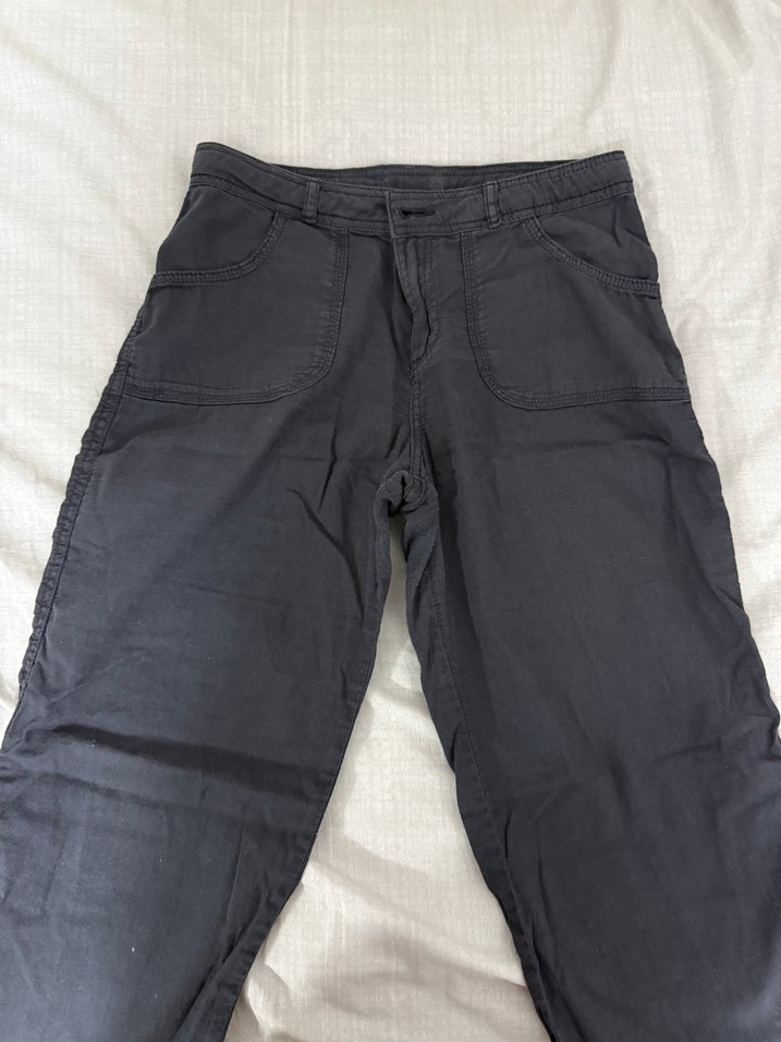 Siyah Kadın Keten Rahat Kesim Pantolon - Görsel 4