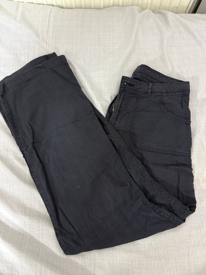 Siyah Kadın Keten Rahat Kesim Pantolon - Görsel 2