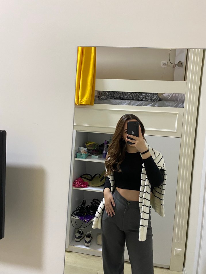 Gri Regular Fit Kumaş Kadın Pantolon - Görsel 2