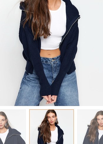 Geniş Kesim Yarım Fermuarlı Kadın Triko - Görsel 2