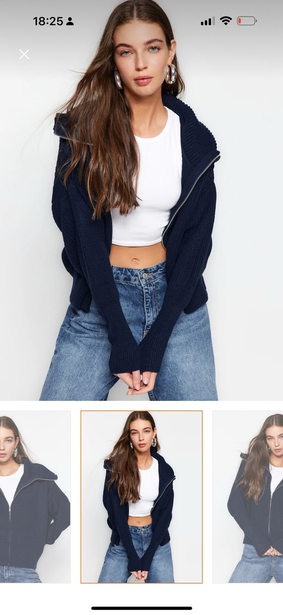 Geniş Kesim Yarım Fermuarlı Kadın Triko - Görsel 2