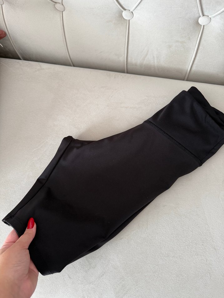 Siyah Dalgıç Kumaş Biker Tayt - Görsel 4