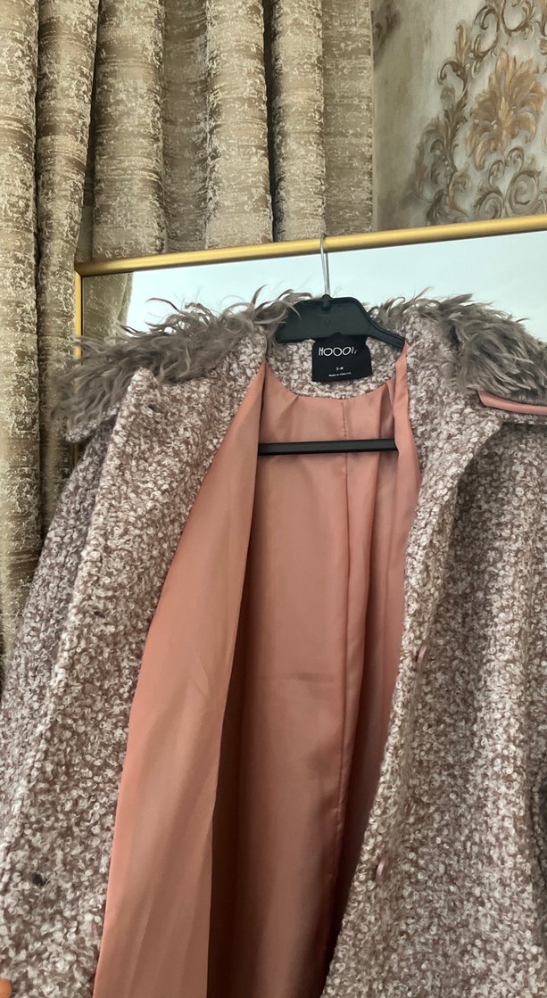 Kürklü Yaka Detaylı Gri Kadın Midi Kaban - Görsel 4