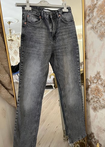 Gri Midi Kadın Kot Pantolon - Görsel 3