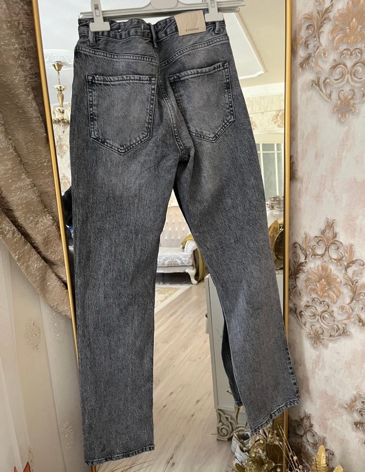 Gri Midi Kadın Kot Pantolon - Görsel 4