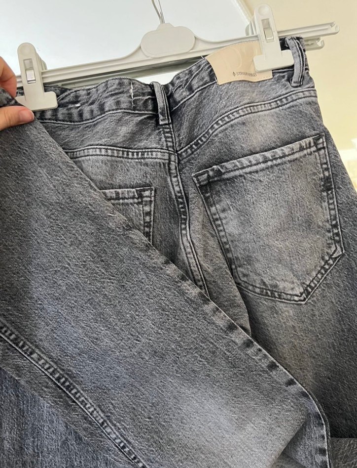 Gri Midi Kadın Kot Pantolon - Görsel 5