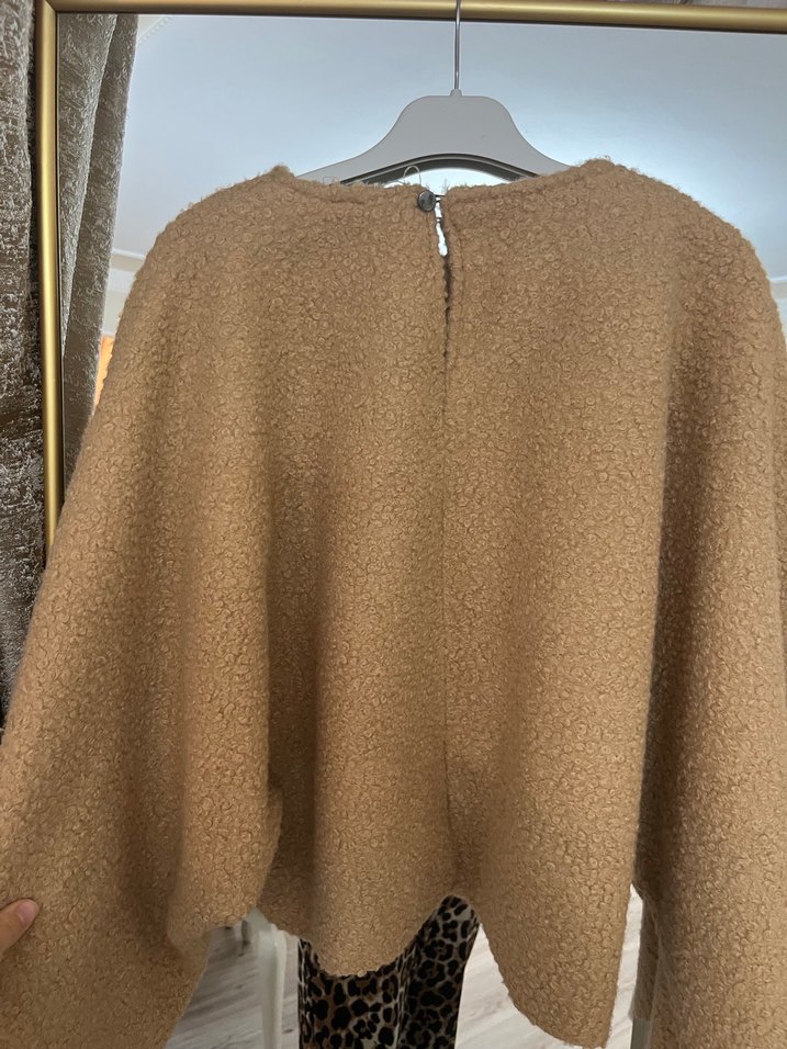 Camel Renkli Dökümlü Bohem Kadın Kaban - Görsel 5