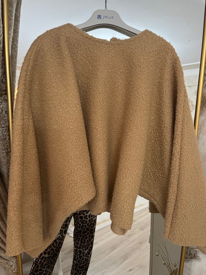 Camel Renkli Dökümlü Bohem Kadın Kaban - Görsel 2