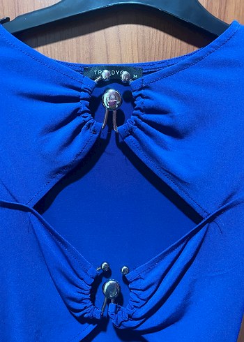 Zara Mavi Parlak Tokalı Kadın Bluz