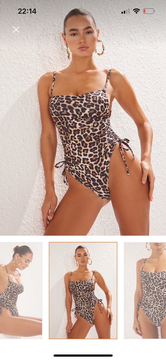 Leopar Desenli Mini Dantel Detaylı Kadın Mayo - Görsel 2